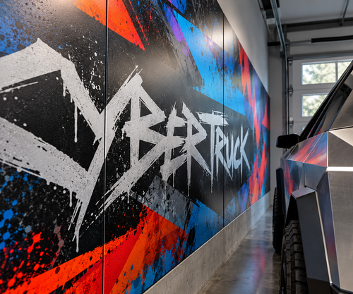Architectural ACP panels mural with Cybertruck