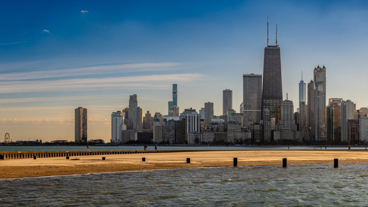 Selected crop of Chicago - North Avenue Beach - Sand and Blue Sky