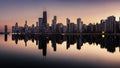 Chicago Sunset Skyline Reflections mural preview