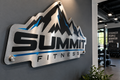Custom ACP logo Summit Fitness with brushed metal finish and stand-offs