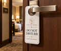 Custom door hanger Chicago Hotel Do Not Disturb on hotel door