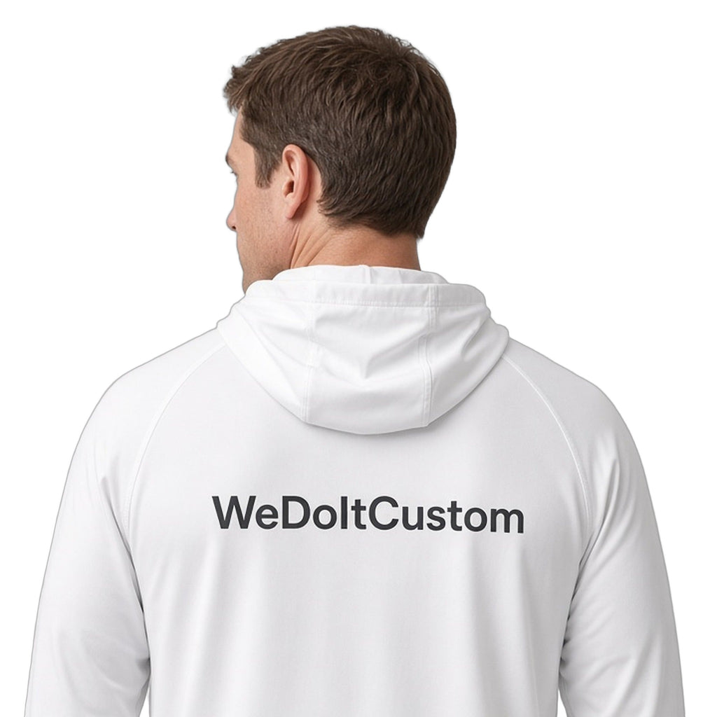 Custom Solar Hoodie back with WeDoItCustom print on white